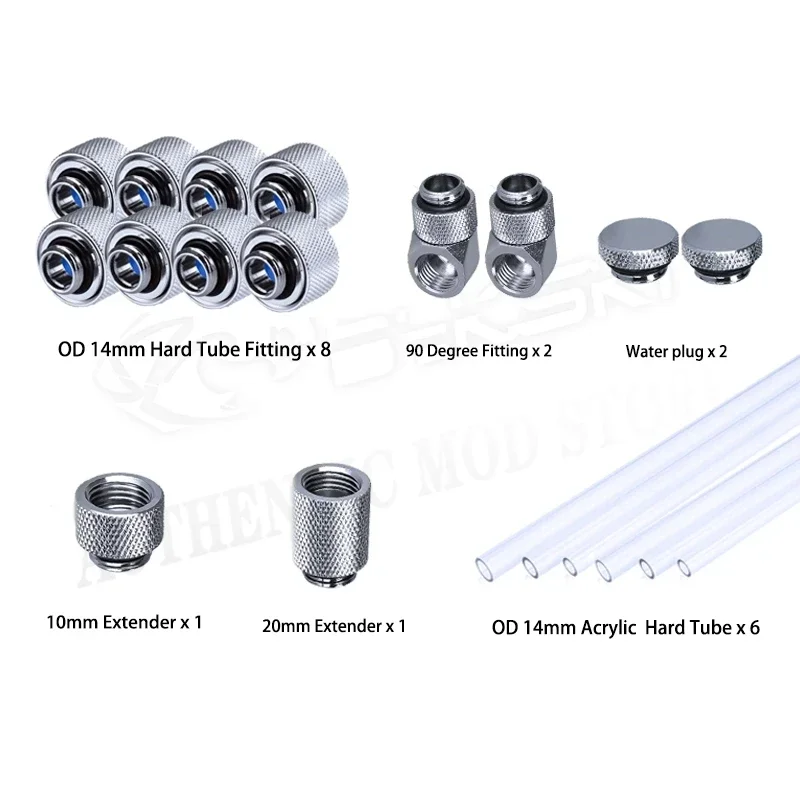 Anti-off Hard Tube Fitting Adapter Hand Compression For OD14mm Pipe G1/4 Connection MOD Water Cooler