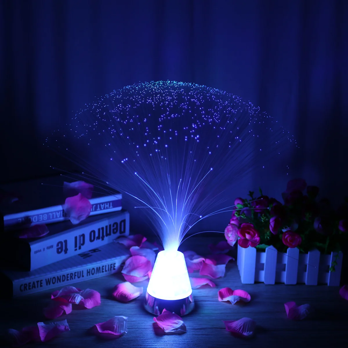 Optical Light Creative Mood Lighting Crystal Base Color Changing LED Party Decor Fiber Optical LED Light Long Lasting Use