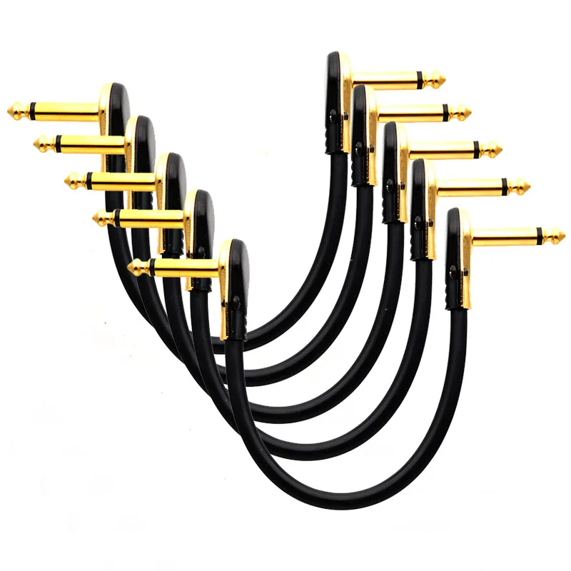 Hot Sale 5pcs Guitar Patch Cables Right Angle 20CM 1/4 Mono Right Angle Pancake Instrument Cables for Guitar Effect Pedals