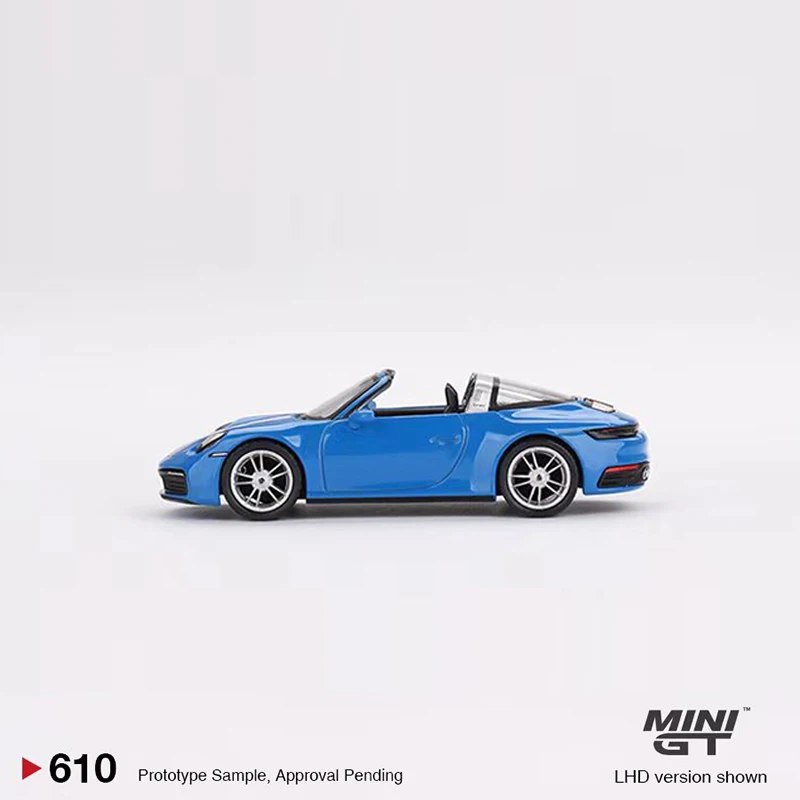 MINI GT 1:64โมเดลรถ911 Targa 4S อัลลอยหล่อตายฉลามสีน้ำเงิน #610