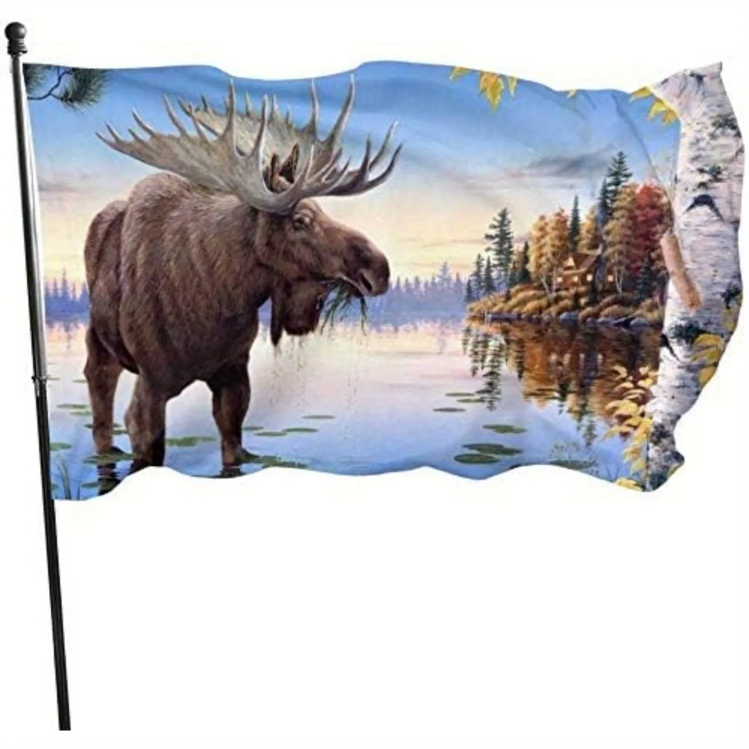 Outdoor Moose Garden Flag, Family Party Flag 91.44 X 152.4cm Decorations for Outdoor Home