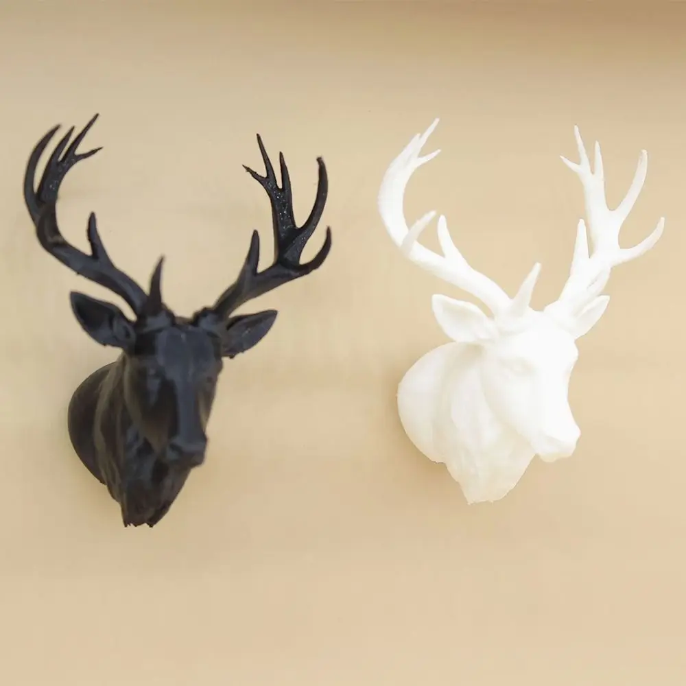 1/12 Poppenhuis Herten Hoofd Ornament Zwart Wit Scène Model Huis Wanddecoratie Foto Props Micro Landschap
