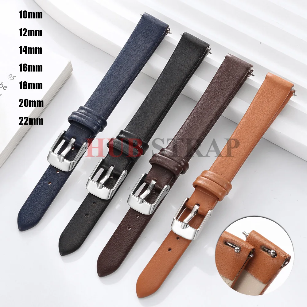 Soft Cowhide Leather Watch Bracelet Women Men Fashion Wristwatch Band 10mm 12mm 14mm 16mm 18mm 20mm 22mm Watch Strap Accessories