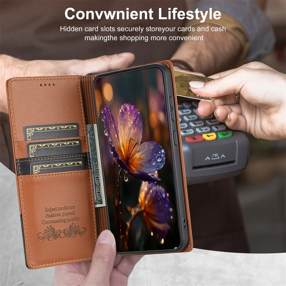 Luxury  Flip Leather RFID Wallet Phone Case for XIAOMI Redmi Note 10 11 12 13 14 Pro Plus 12S 11A 13C 14C 4G 5G Magnetic Cover