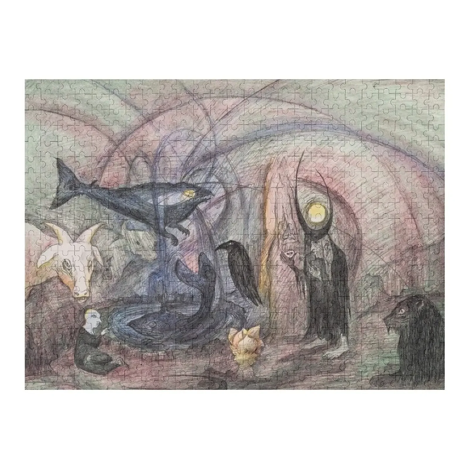 

Leonora Carrington Crow Soup (1997) MutualArt Jigsaw Puzzle Personalized Gifts Wooden Name Wood Photo Personalized Puzzle