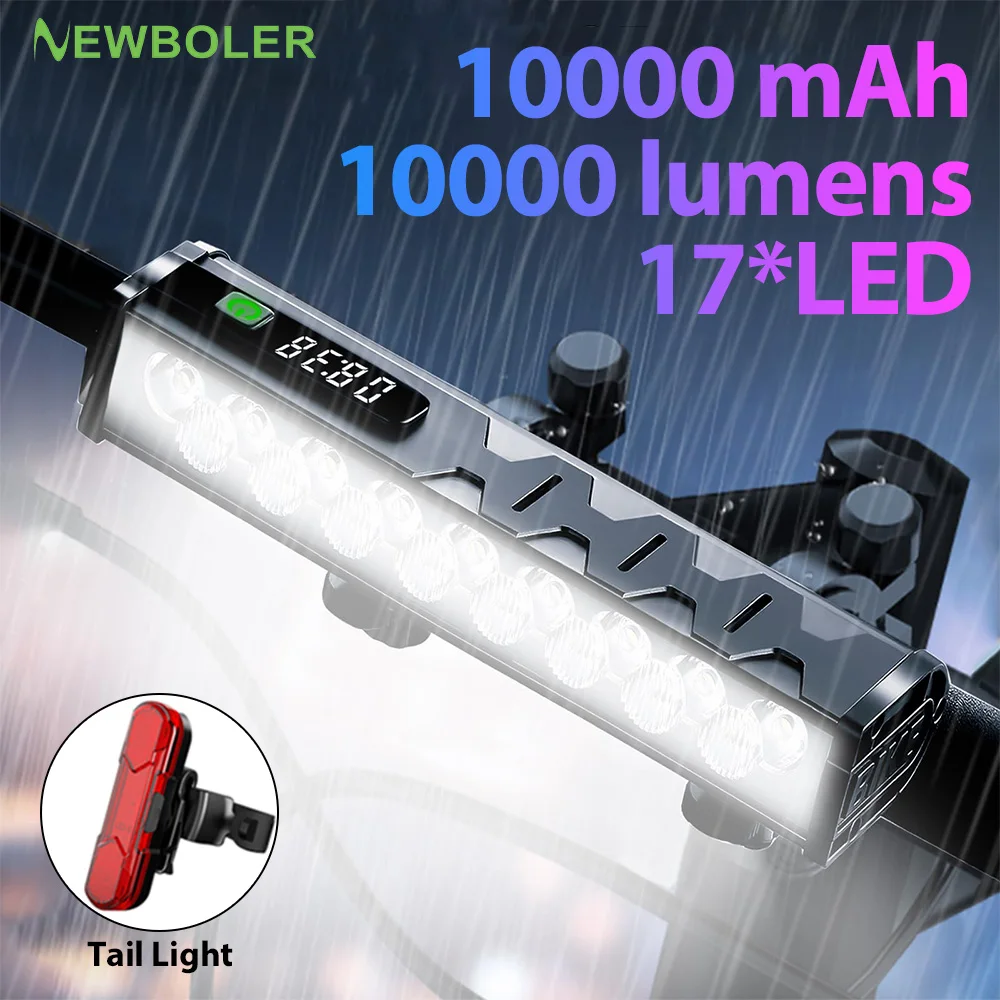 

NEWBOLER Bicycle Light Front 10000mAh 10000Lumen Bike Light Waterproof Flashlight USB Charging MTB Road Cycling Lamp