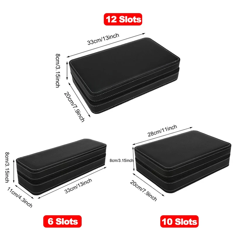 New 6/10/12 Girds Portable Watch Storage Boxes Organizer with Zipper Classic Style Multifunctional Watch Display Box