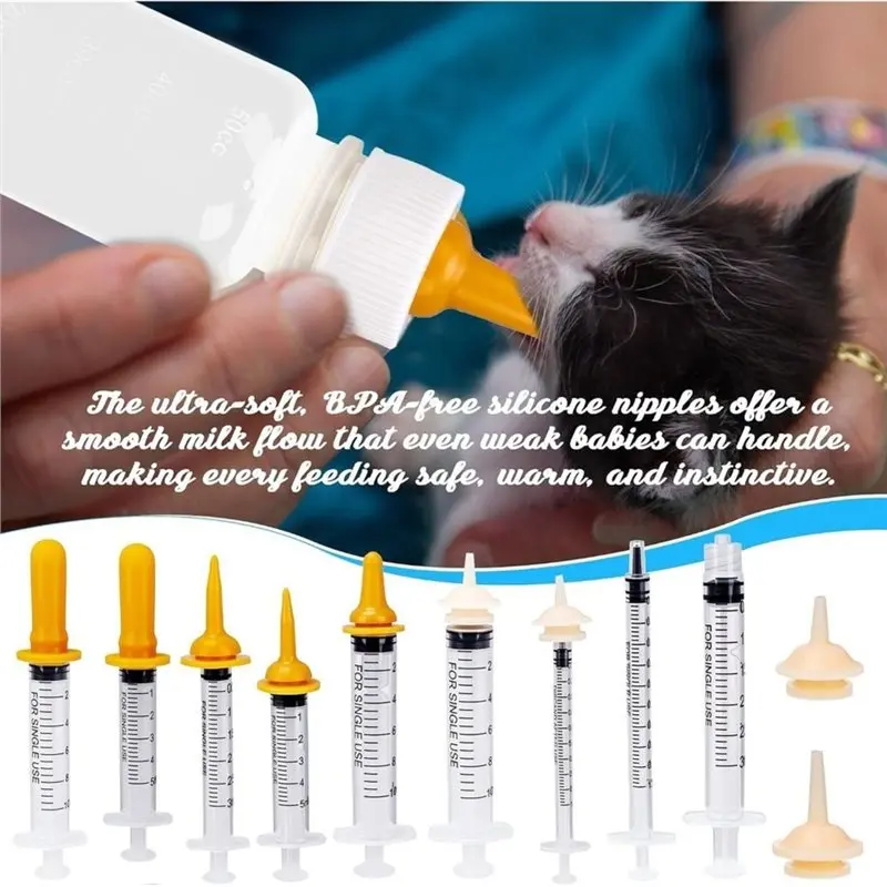M11K-Nursing Bottle Feeder Set With Nipples, Measuring Cup And Brush- Pet Nursing Kit(23 Pcs) For Newborn Puppies Kittens