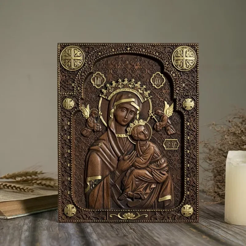 

Our Lady of Perpetual Help Wood Carved Wall Decor, Catholic Religious Items, Home Decor, Our Lady Statue, Vintage Art Crafts