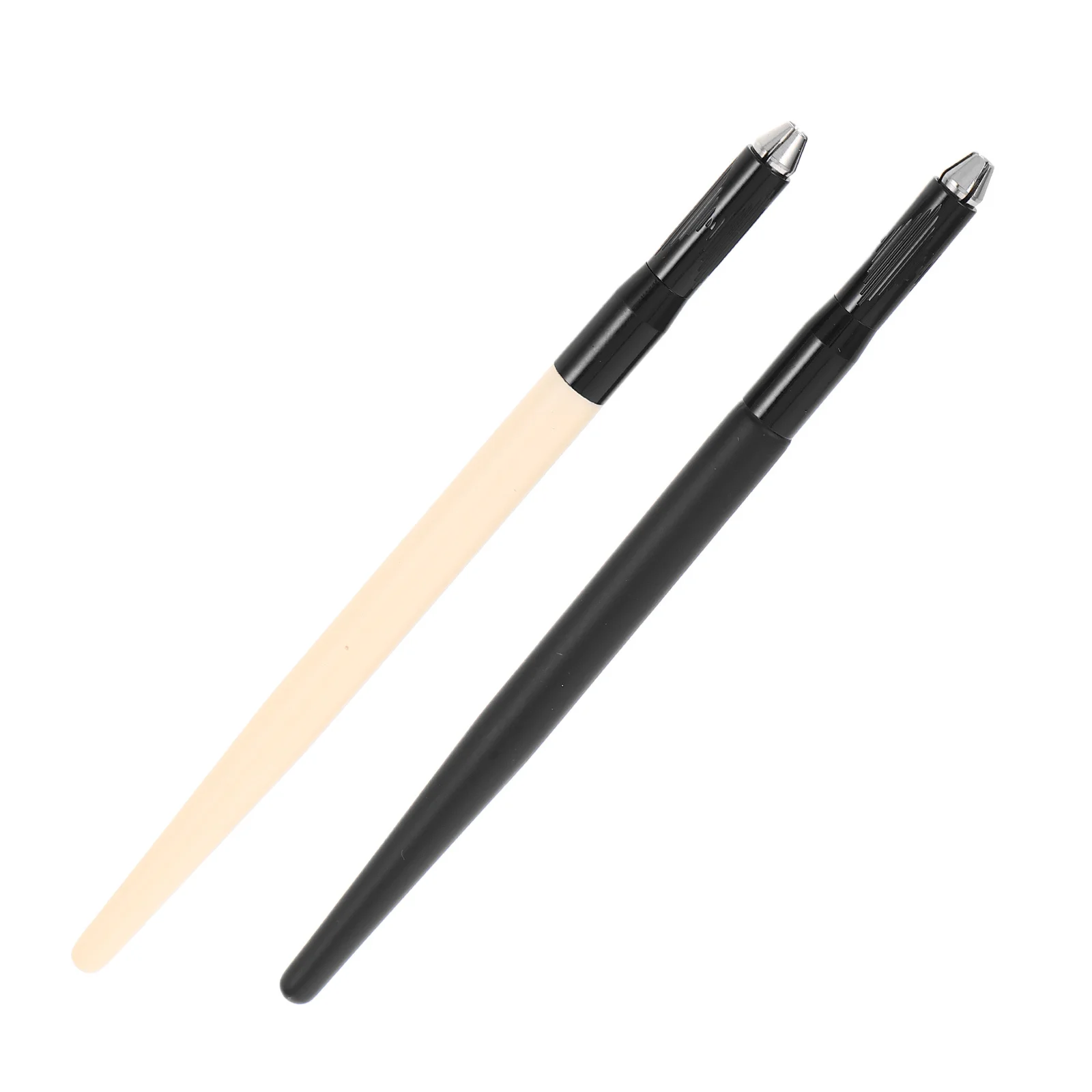 2 Stuks Wenkbrauw Microblading Pen Handleiding Tatoeëren Marker Matte Houten Handvat Nauwkeurige Pigment Doseren Microblade Handje Wenkbrauw