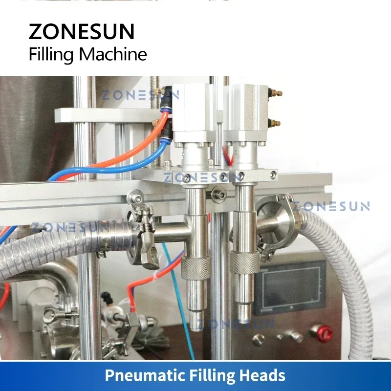 

ZONESUN ZS-DTGT2 Pneumatic Automatic Piston Pump Paste Filling Machine Sauce Honey Peanut Bottle Beauty Cream Cosmetic Shampoo