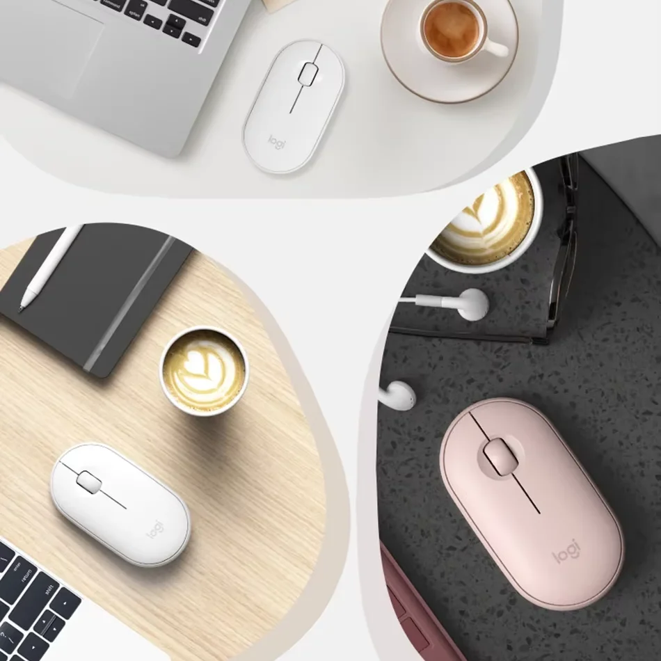 Logitech POP/Pebble M350 Wireless Bluetooth Mouse Portable Silent Female Office Mouse for Laptop And Tablet Pebble Shape