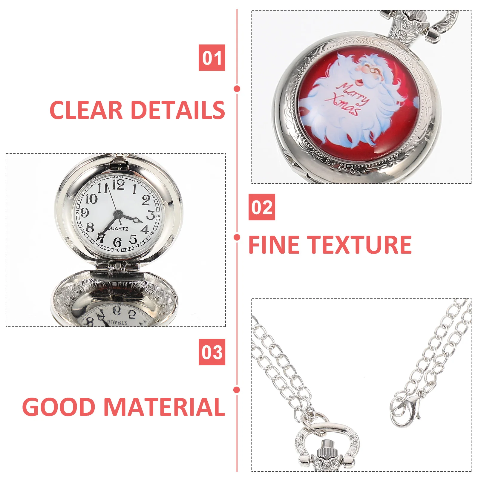 

Vintage Pocket Retro Santa Pattern Vintage Pocket Watch Quartz Bronze Christmas Decorative Hanging Watch Gift Packaging