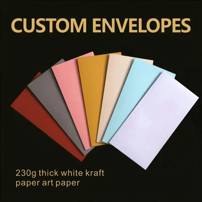50PCS 22x11cm Custom Logo white kraft pape Wedding Holiday Birthday Envelope