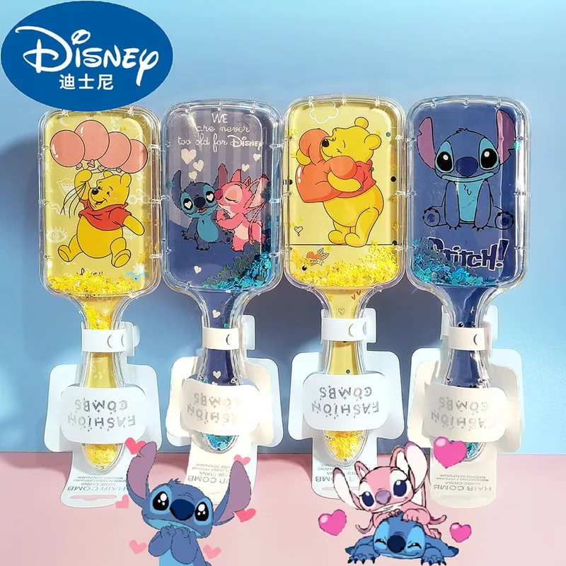 New Anime Stitch Comb Kawaii Winnie the Pooh Lilo & Stitch Sequin Comb Cartoon Children Comb Kids Birthday Gifts