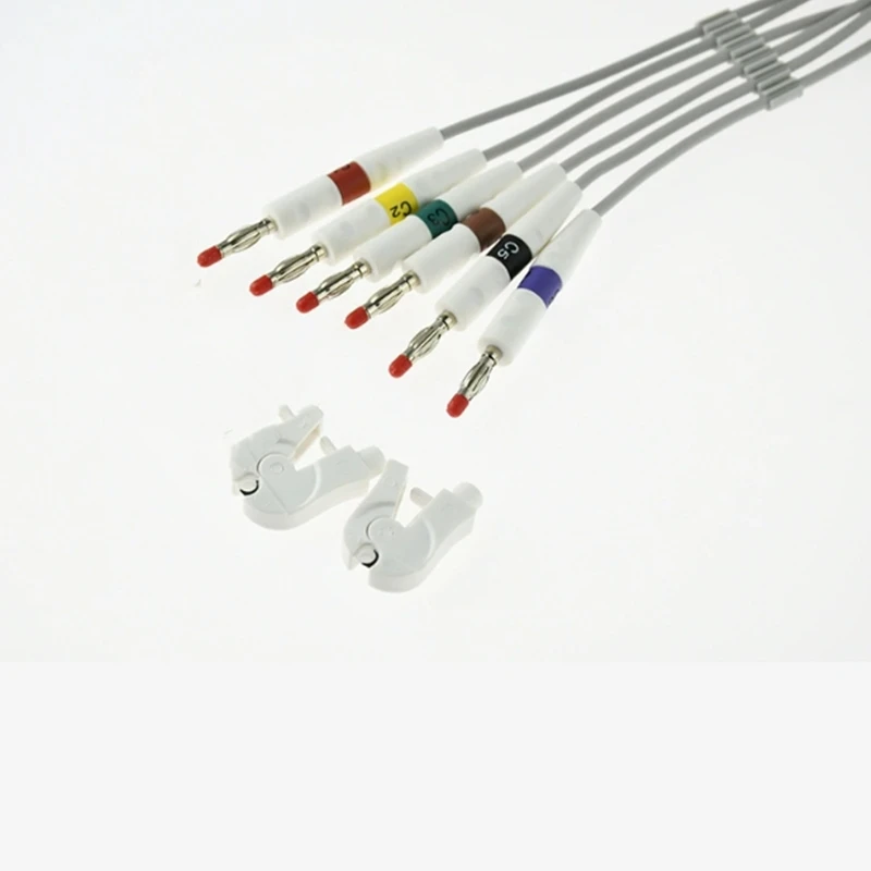 2 Pcs 4.0 Banana Plug Turn To Clip Electrode Adapter ECG/EKG Cable To Electrode Pad Connector Connect ECG Cable Accessories