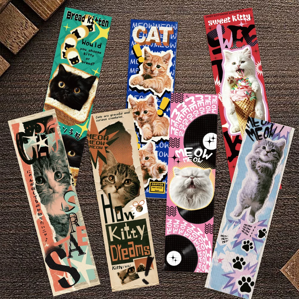 30PCS Fun Cat Bookmarks Nostalgia Motorcycle Wall Art Reading Books Bicycle Phone Cafe Creative Comfortable Creative Bookmark