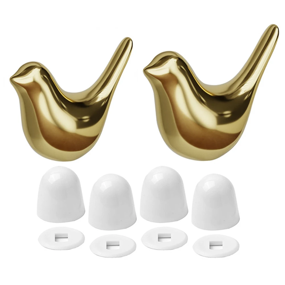 

2 комплекта фарфоровых чехлов для унитазов с птицами и крышка для унитаза, серебристый, черный, белый и золотой, украшение для ванной комнаты, аксессуары для ванной комнаты