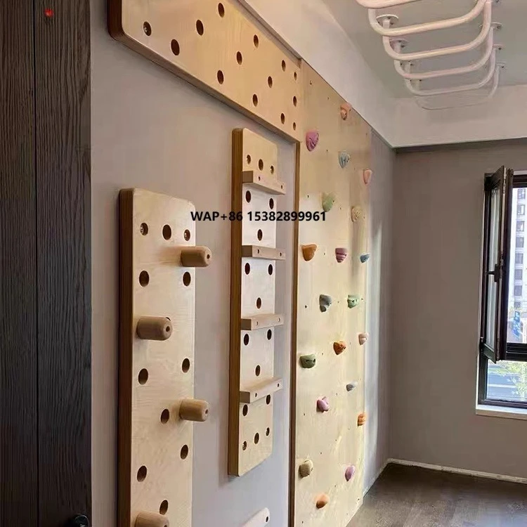 2025 New Design Kids Climbing Wall with Wood Ring Rope, Climbing Wall Kids  for Home Play Area