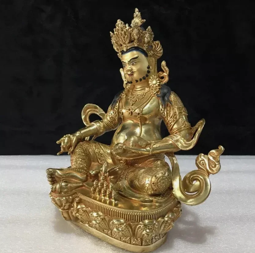 7in Fortune God of Wealth Pure Copper Buddha Statue Tibetan Tantric Buddhism