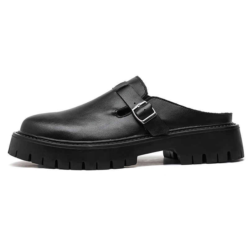 British Style Shoes Men Black Slip On Loafers New Casual Shoes Male Brogue Shoes