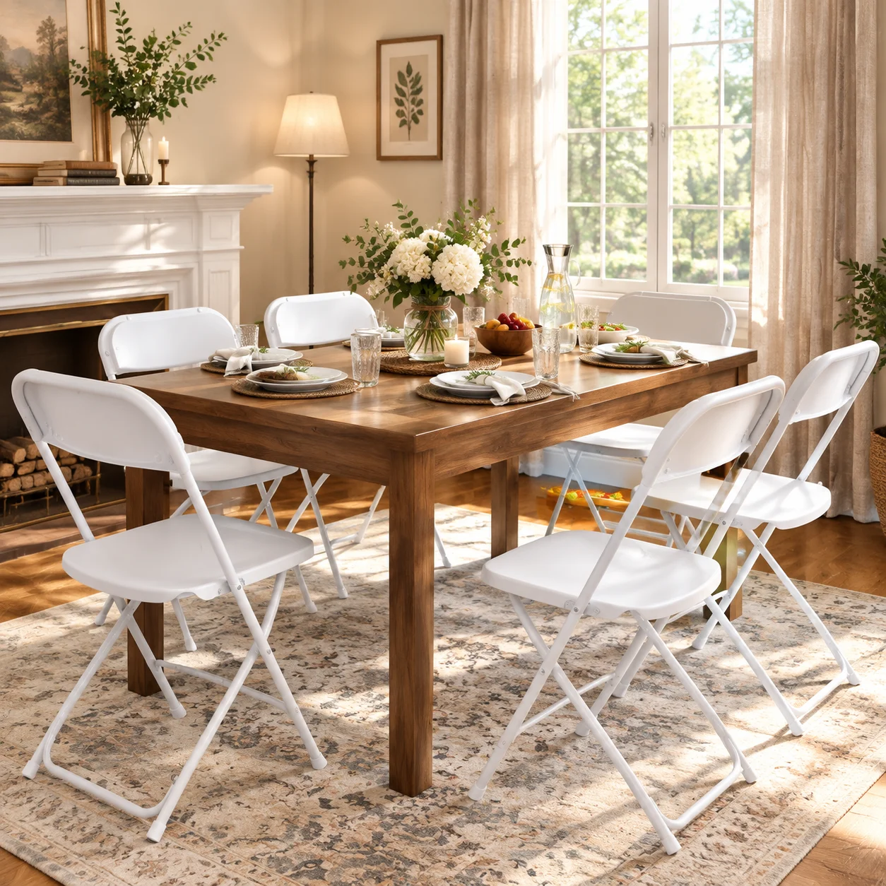 10 Pack Folding Chairs, Plastic Portable Chairs Outdoor Indoor, 350lb Capacity,Portable Event Chair, Lightweight Folding,Black/White