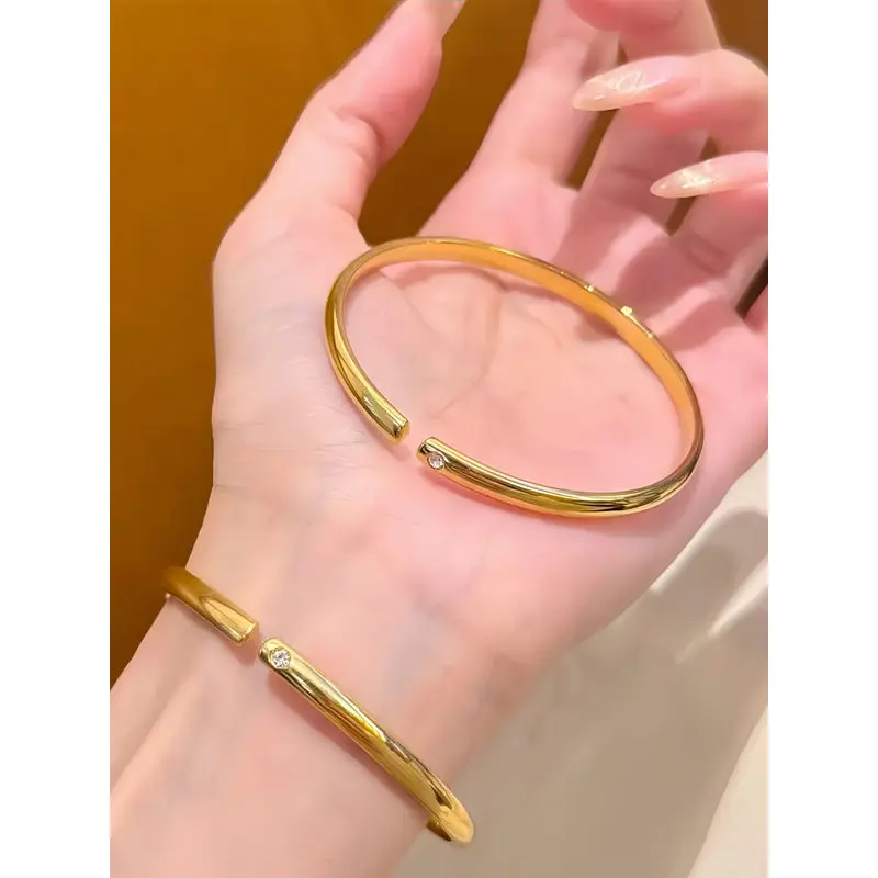 24k 999Gold-embellished open-ended bracelet for women, new model, light luxury, high-end feel, solid design