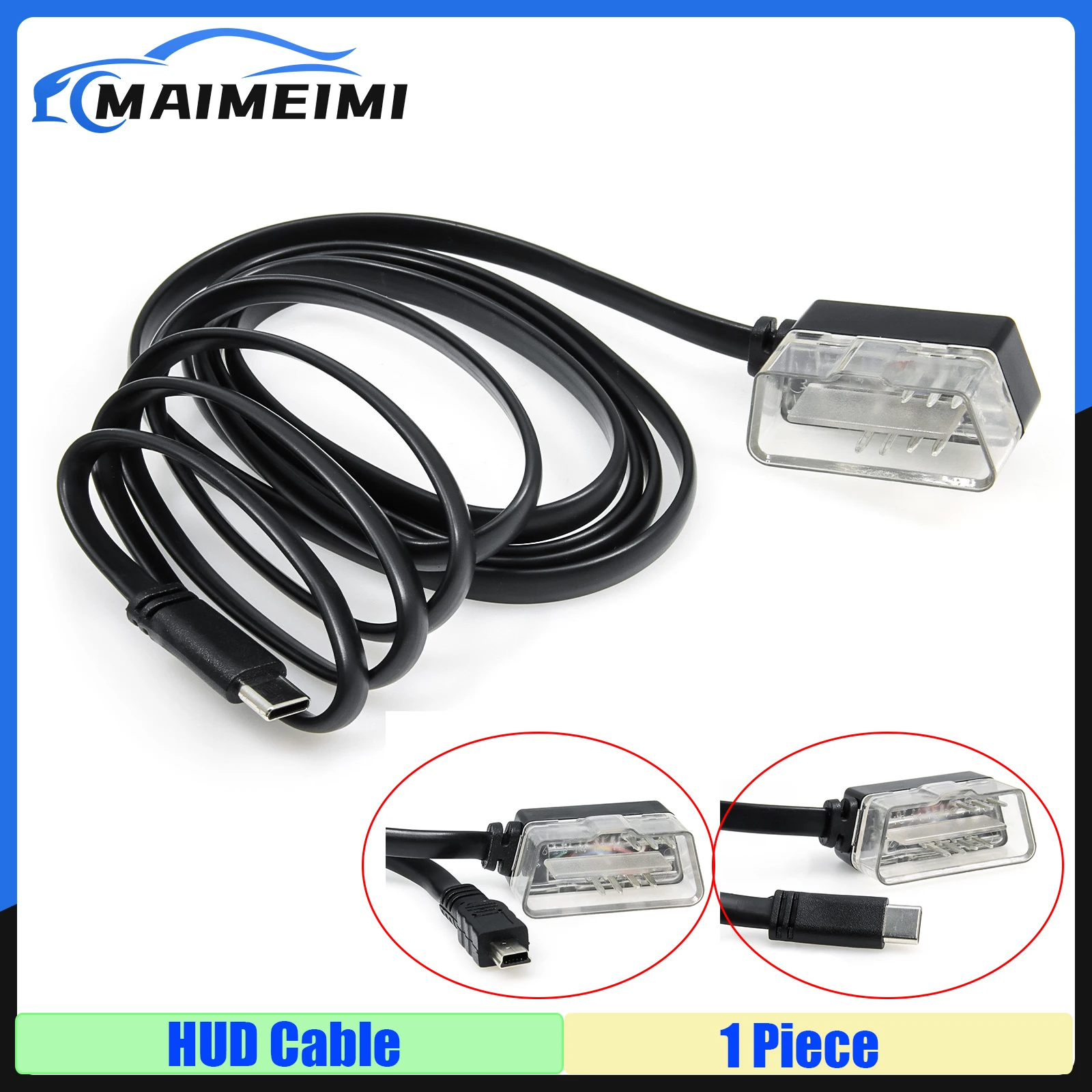 1PCS Car HUD Head Up Display Head up Display USB Cable Connecting Line 1.7M HUD OBD2 Cable USB Cable Connect Cable Wire Custom