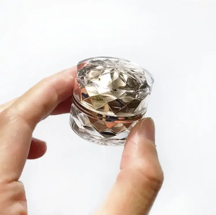 Frasco de creme acrílico de diamante brilhante dourado/prata 5g, garrafas recarregáveis de máscara de loção, embalagem cosmética frasco cosmético em pó para unhas