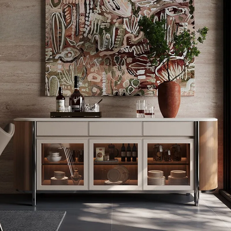 

Dining side cabinet, light luxury villa storage porch cabinet, 5 doors in various decoration styles