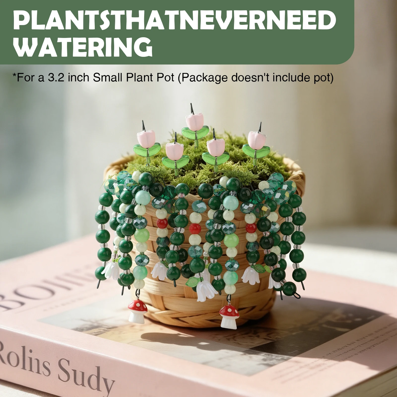 DIY Beaded Plant Kit Handmade Succulent Cactus Craft Set Glass Beads Floral Wire Pots Step-by-Step Tutorial Creative Home Desk