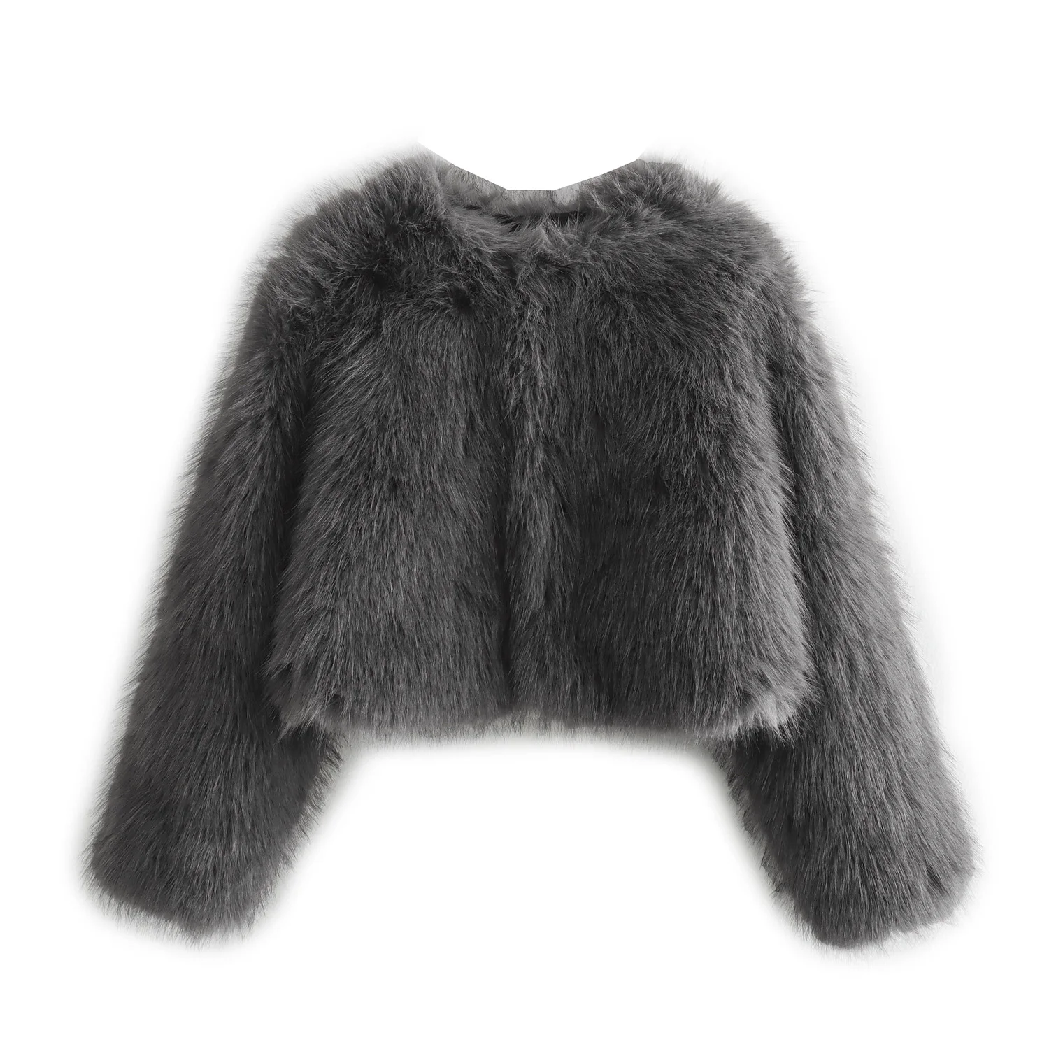 Cappotto in pelliccia artificiale autunno e inverno nuova moda da donna effetto pelliccia artificiale girocollo manica lunga giacca corta