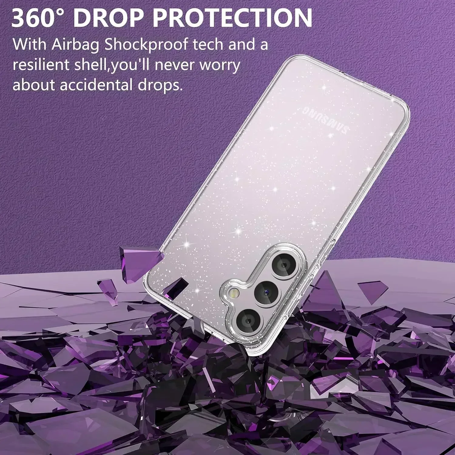 Glitter Clear Phone Case For Samsung Galaxy S24 Ultra S23 FE S22 S21 Plus S20 A54 5G A34 A33 A14 A53 A52 A13 A51 Note 20 Cover