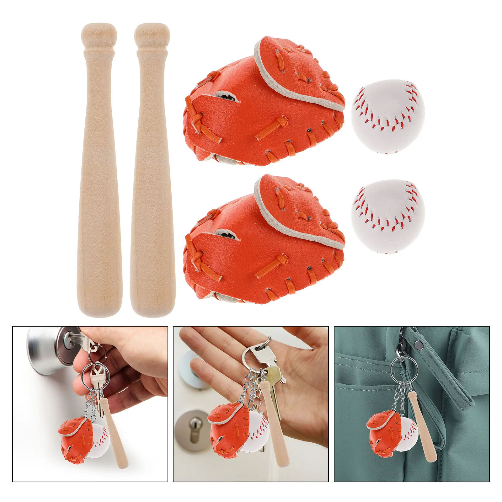

2 set Mini Baseball Bat Glove Ball Set Dollhouse Sports Ornaments For Diy Decor Birthday Party Pretend Play Miniature