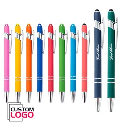 Stylo à bille en métal simple avec logo personnalisé, écran tactile, école personnalisée, cadeaux pour enseignants, publicité, vente en gros, lot de 10 pièces