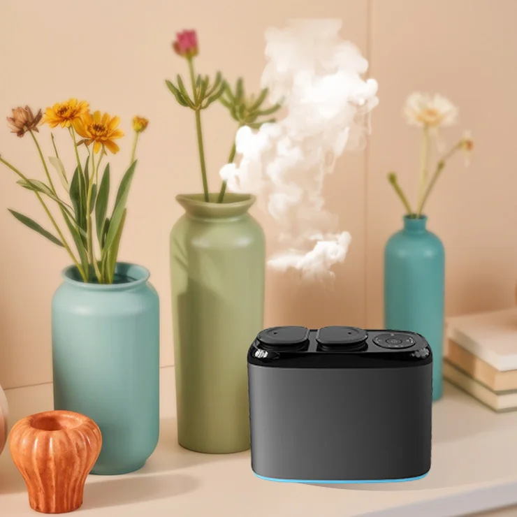 Умная бытовая техника Безводный ароматерапевтический распылитель аромата Диффузор с двойной насадкой Аромат Алюминиевый корпус Ультразвуковой электрический
