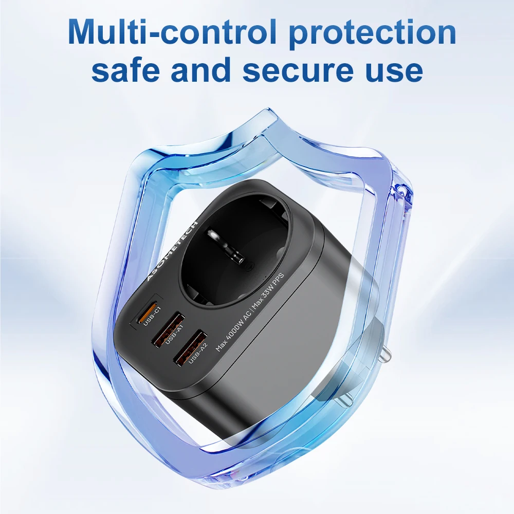 33w gan carregador 4-em-1 4000w ac tomadas tira de energia pd pps usb tipo c parede carregamento rápido para iphone 17 16 pro max samsung xiaomi