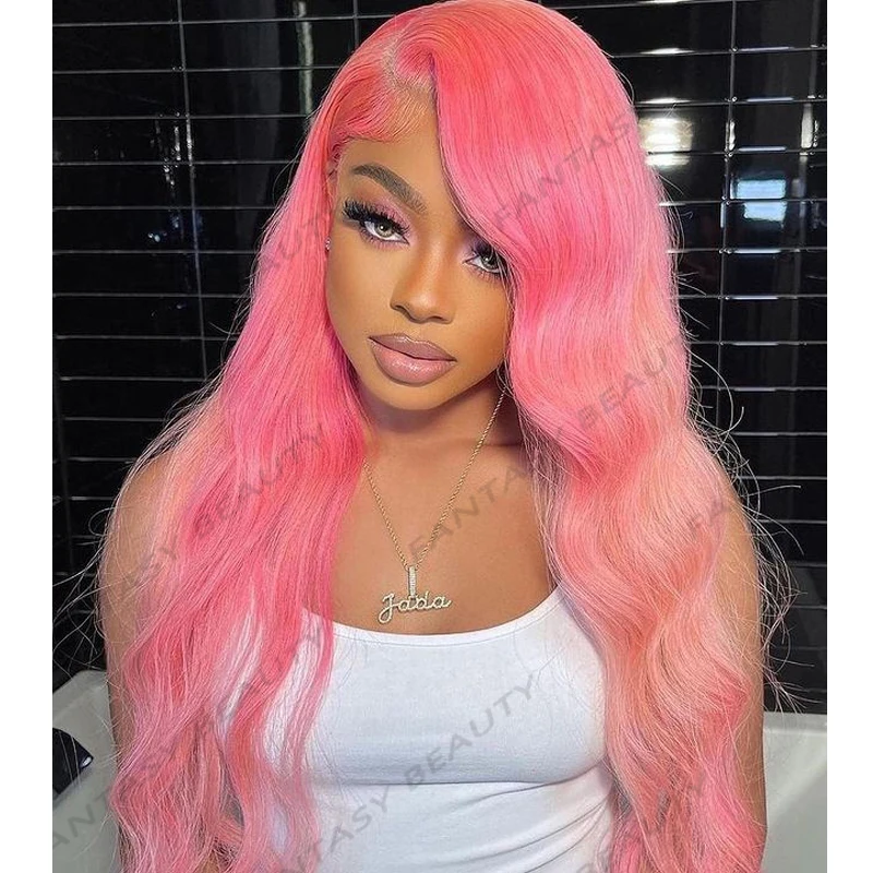 

Glueless Side Part Pink Hair Lace Front Wigs for Women 180Density 26Inches Long Daily Synthetic Cosplay Hair with Baby Hair