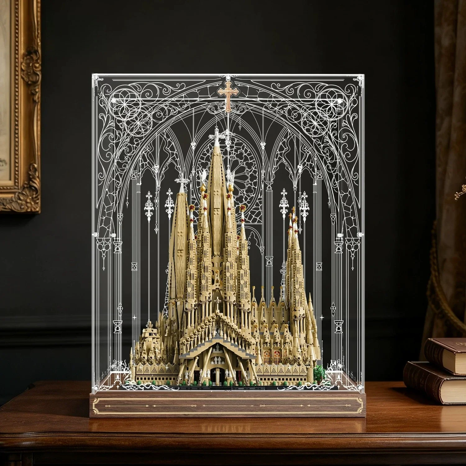 Highdefinition display casetransparent dust cover and storage box suitable for LEGO Architecture 21065 Sagrada Famlia