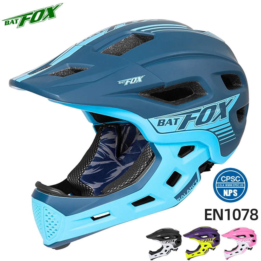 BATFOX Kids Detachable Full Face Bike helmet Children's Sports Child Cycling mtb Motorcycle Skateboarding Roller Skating Helmet