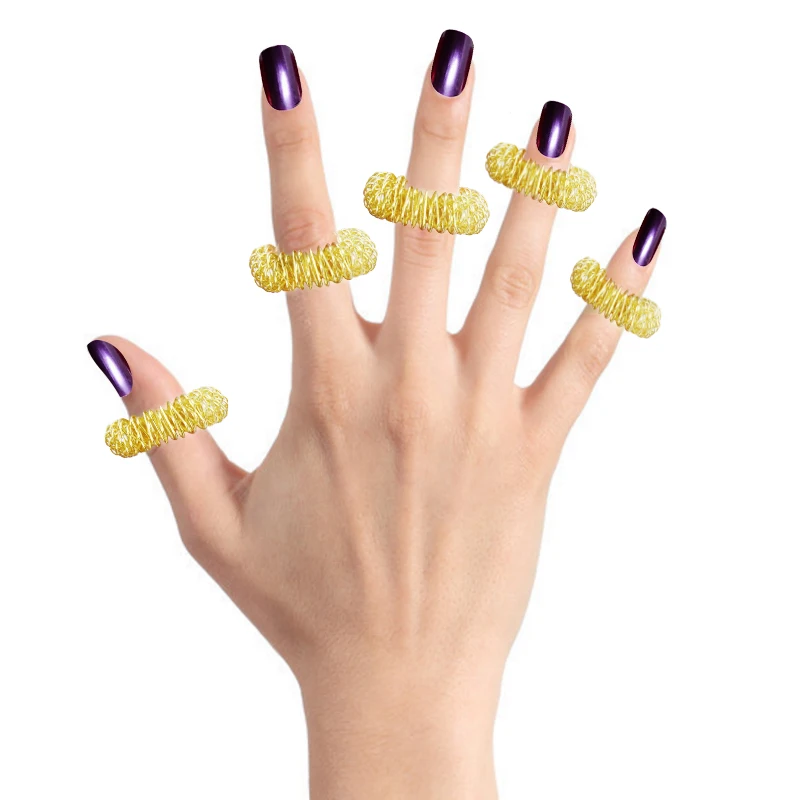 10/20PCS Finger Massage Ring Acupuncture Portable Stainless Steel Relieve Stress Blood Circulation Relax Massage Hand Care Tool