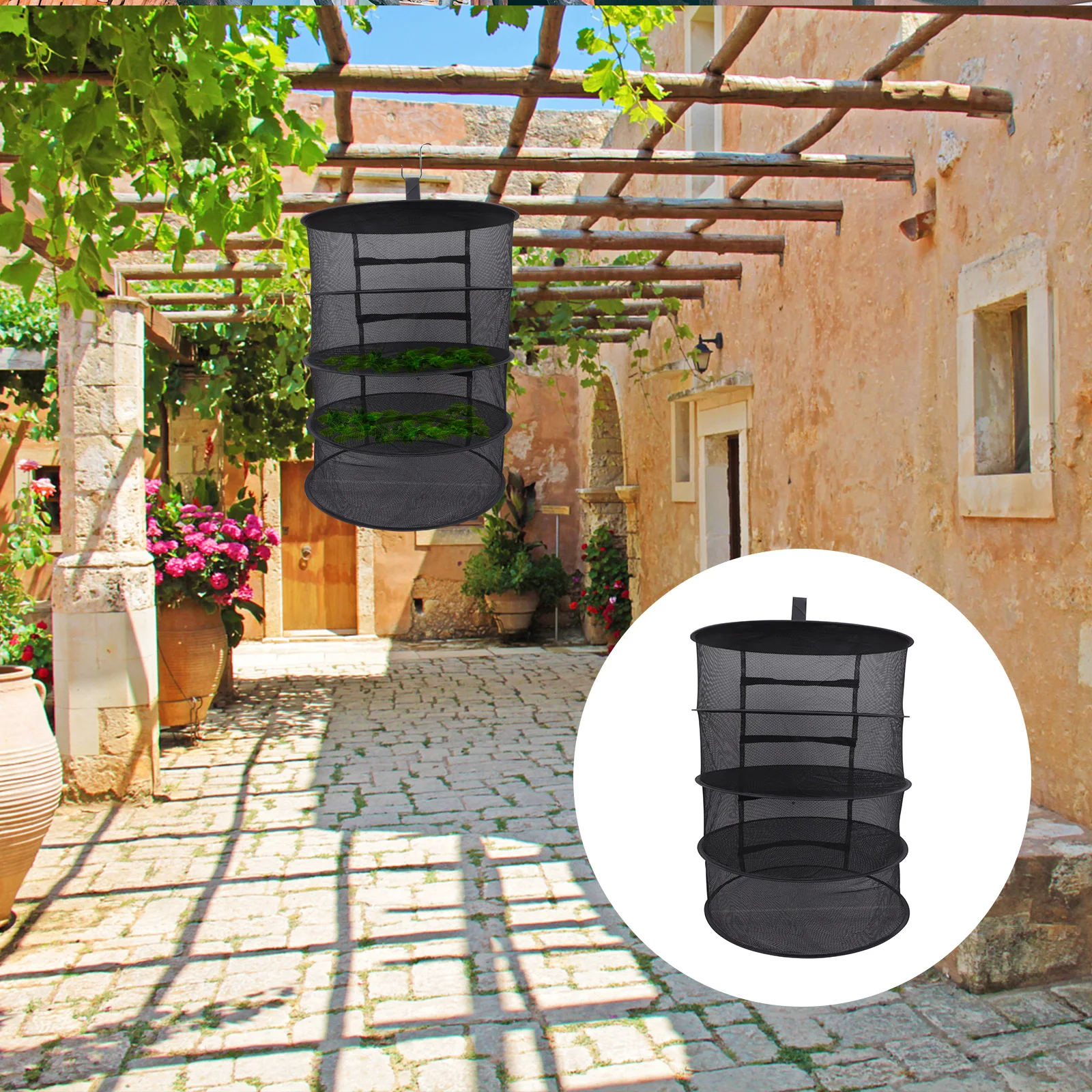 

Net Folding Drying Herb Dryer Hanging Rack Suitcase Outdoor Black Polyester Mesh
