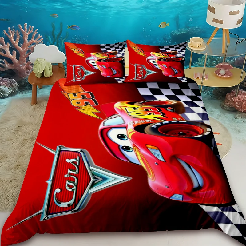 

Cars Lightning McQueen 3D Children's Bedding Set (3 pieces), including 1 duvet cover, 100% polyester, with cartoon home decor