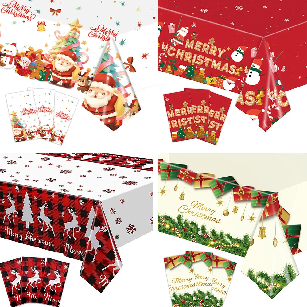 Christmas Tablecloth Merry Christmas Decoration For Home 2024 Xmas Snowflake Tablecloth Navidad Noel Natal New Year 2025