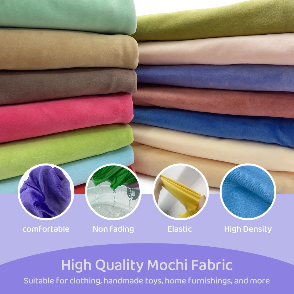 Color 81~120 Stretch Mochi Minky Fabric Hopen 1mm Pile 95% Polyester 5% Spandex Stretch 4 Side Plush Fabric For Diy Sewing Toy