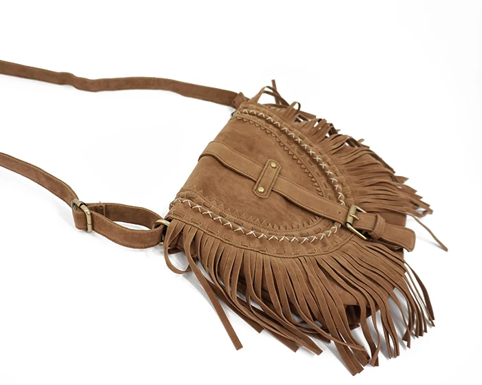 2024 Women Fringed Messenger Bag Faux Suede Fringe Tassel Boho Hippie Gypsy Bohemian Tribal Ibiza Style Cottage Cross body Bag