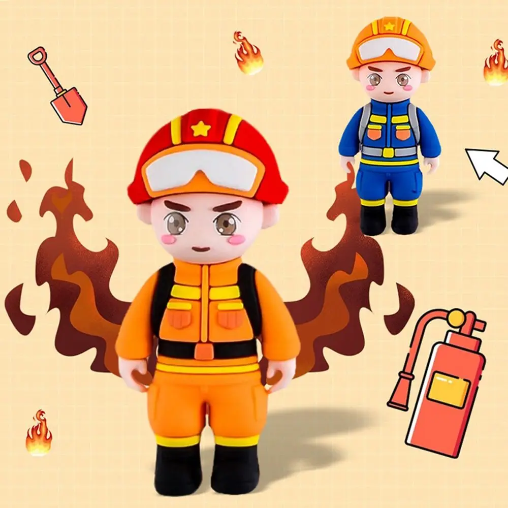 Durable Cute Fireman Keychain Fashion Creative Police Doll Pendant Key Ring Three-dimensional Delicate Car Key Chain Bag Hanging