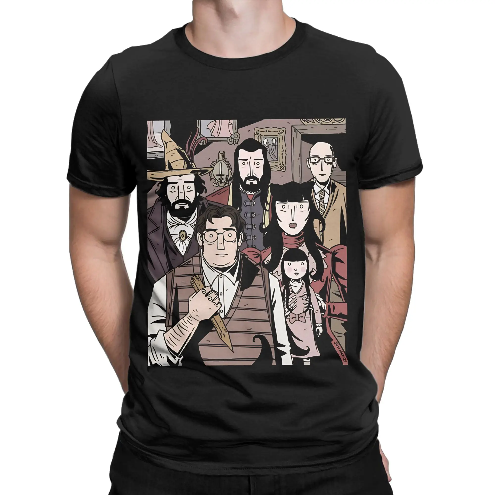Fantasy Coven Group Art  Classic What We Do in the Shadows Graphic 100% Cotton T-Shirt Tees Tops For Men