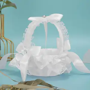 Pequena Cesta De Flores De Penas Brancas Para Meninas, Suprimentos De Penas, Casamento E Festa De Aniversário, 13x16cm 8 principais vendas cesta de petalas de casamento - №1