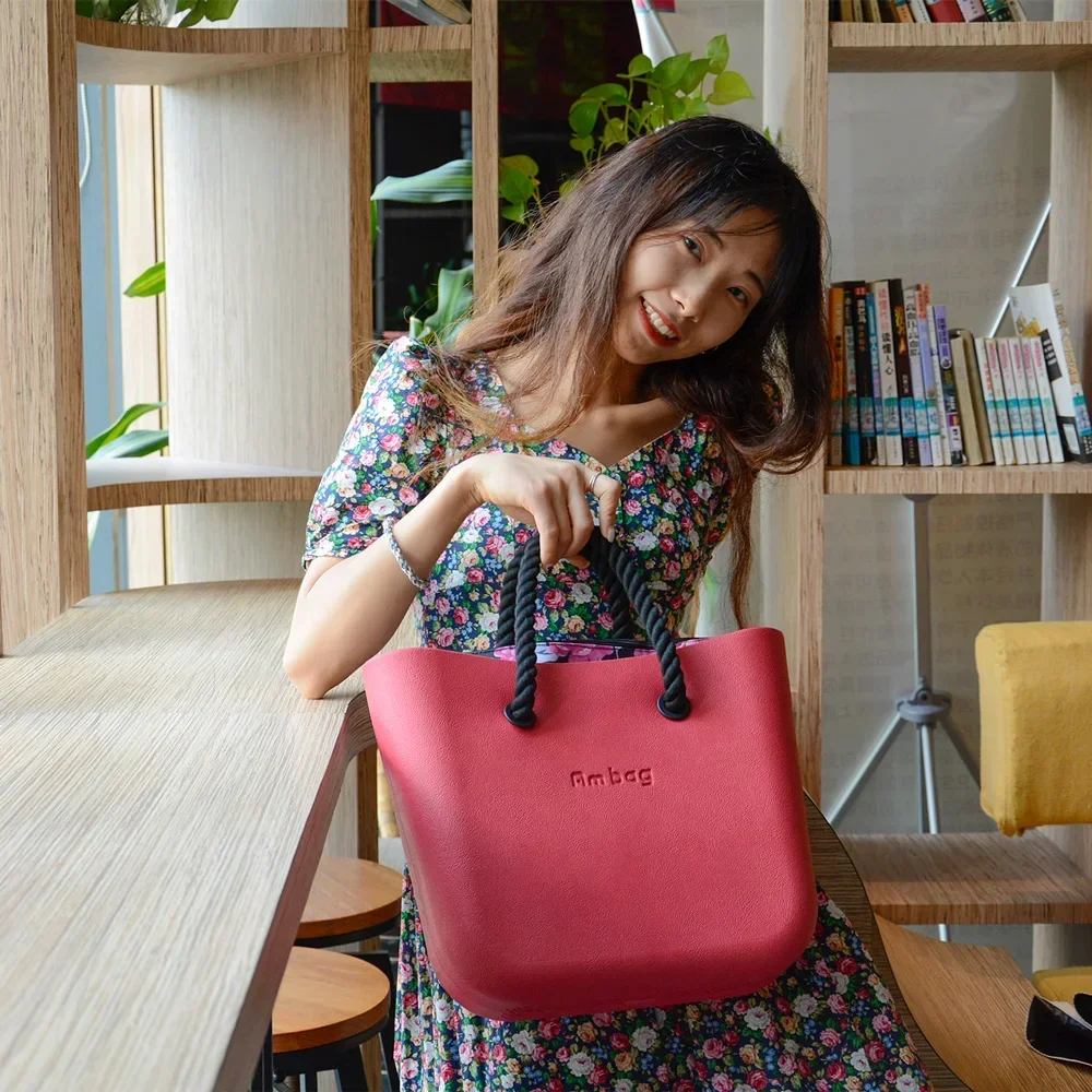 2023 New AMbag Obag O bag Style Mini EVA with Colorful Zip-Up Inner Short Hemp Rope Handles Waterproof Women Totes DIY Handbag